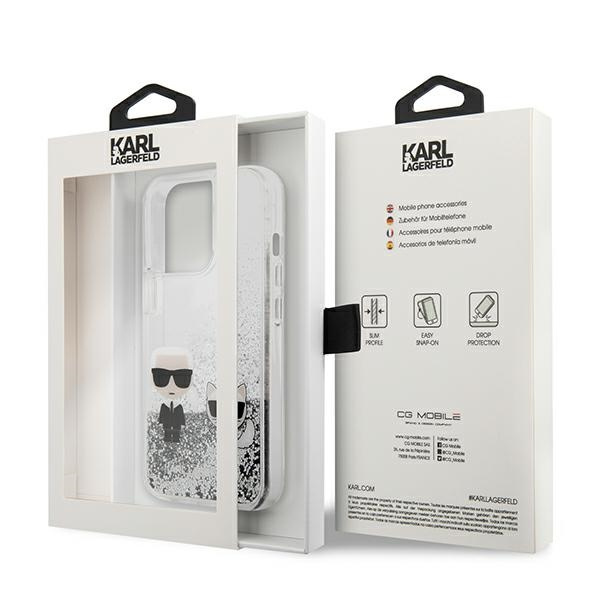 Karl Lagerfeld KLHCP13XGKCS Apple iPhone 13 Pro Max silver hardcase Liquid Glitter Karl&Choupette