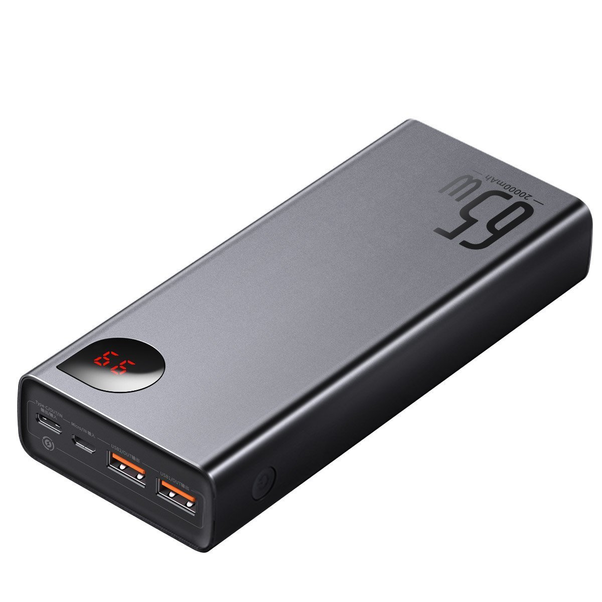 PowerBank Baseus Adaman Metal 20000mAh, PD, QC 3.0, 65W, 2xUSB + USB-C + micro USB, (black)