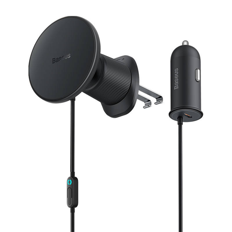 Baseus CW01 Car Holder Mount with Wireless Charger Car Charger Air Vent USB-C, 15W + 25W (black)