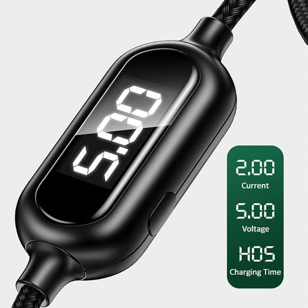USAMS Nylon Cable U48 Lightning 1,2m 2A Fast Charging LED green SJ423USB02 (US-SJ423)