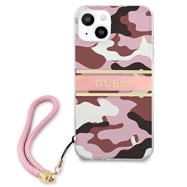 Guess GUHCP13SKCABPI Apple iPhone 13 mini pink hardcase Camo Strap Collection