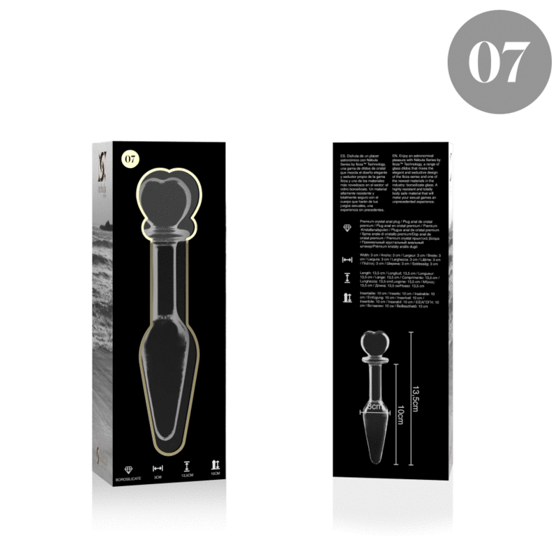 NEBULA SERIES BY IBIZA - MODEL 7 ANAL PLUG BOROSILICATE GLASS 13.5 X 3 CM CLEAR