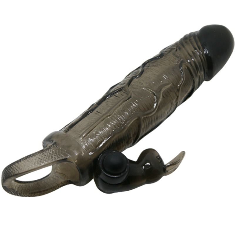 BRAVE MAN PENIS COVER WITH RABBIT  BLACK 16.5 CM