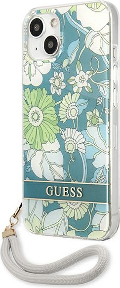 Guess GUHCP13SHFLSN Apple iPhone 13 mini green hardcase Flower Strap