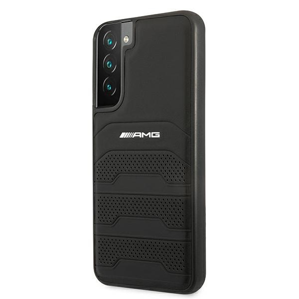 Mercedes AMG AMHCS22MGSEBK Samsung Galaxy S22+ Plus black hardcase Leather Debossed Lines