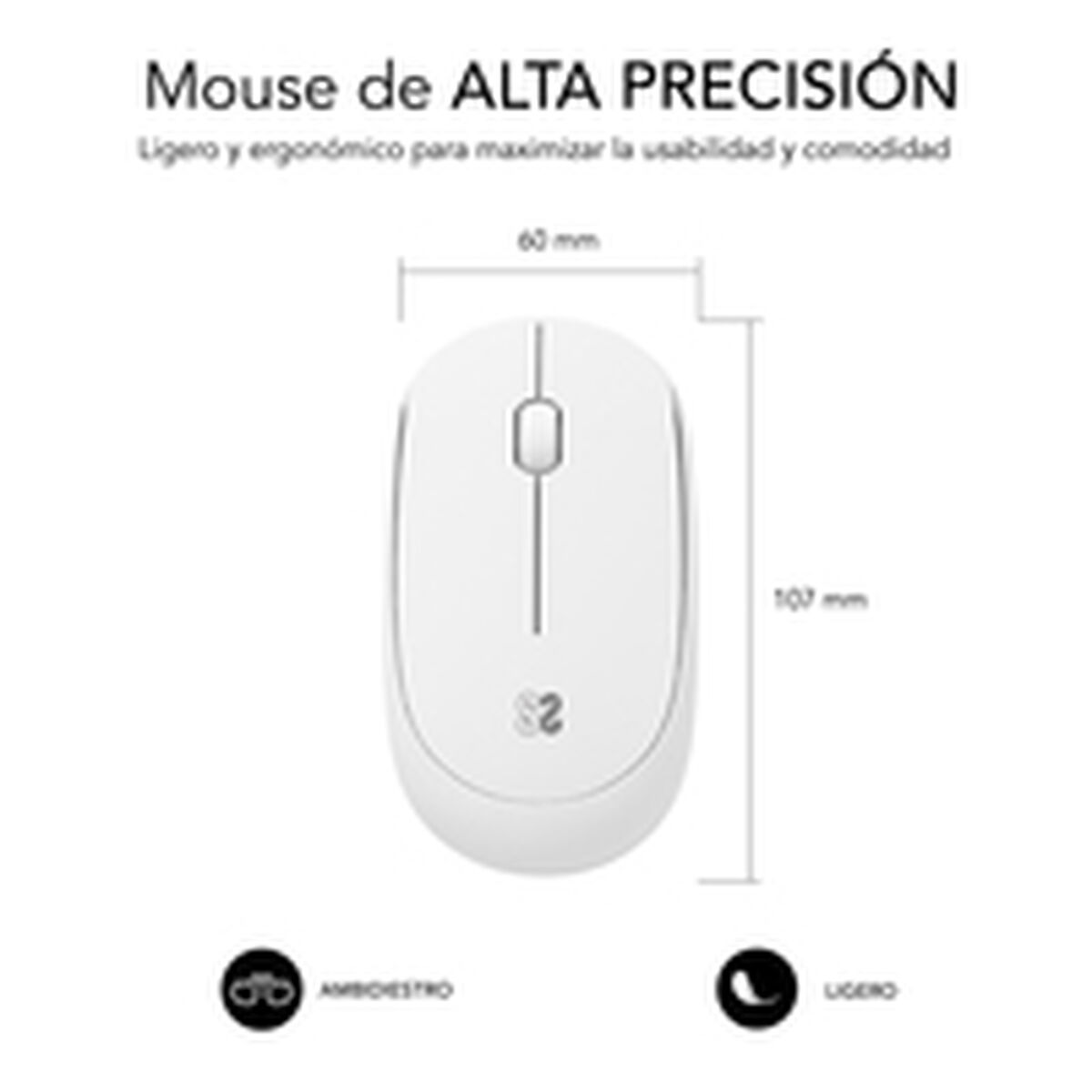 Mouse Subblim Ratón Business Plus Silencioso inalámbrico 2.4G 1200 DPI Blanco Weiß