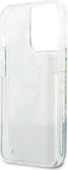 Guess GUHCP13LLFLSN Apple iPhone 13 Pro green hardcase Flower Liquid Glitter