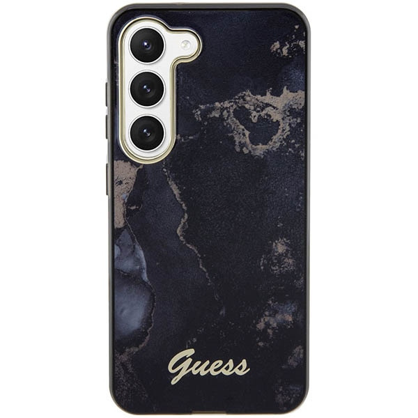 Guess GUHCS23SHTMRSK Samsung Galaxy S23 black hardcase Golden Marble Collection