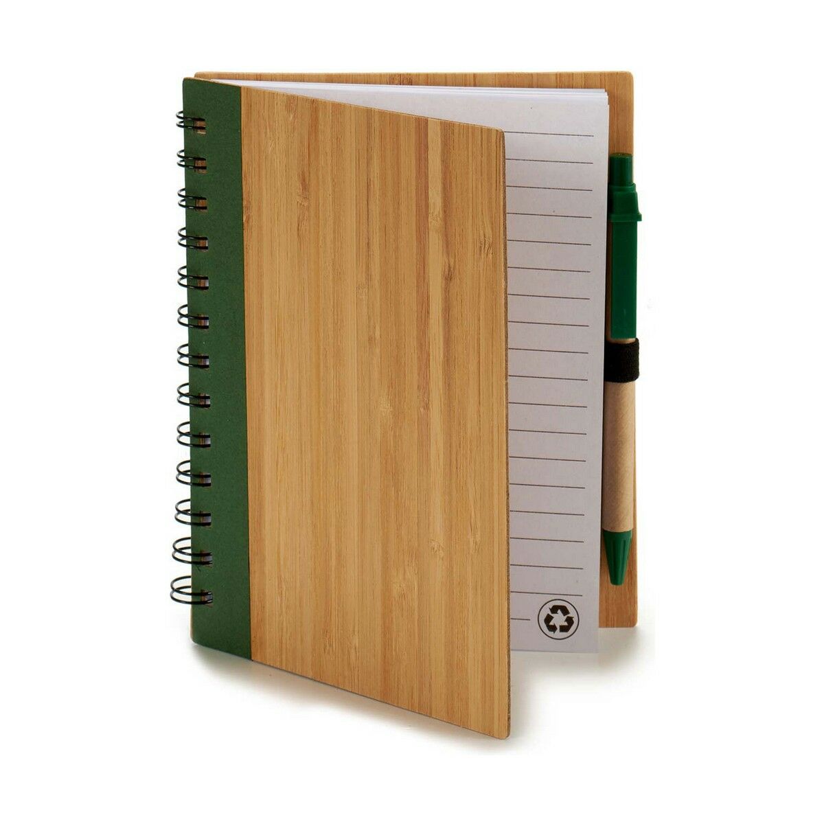 Spiral Notebook with Pen Bamboo 14 x 18 cm (12 Units)