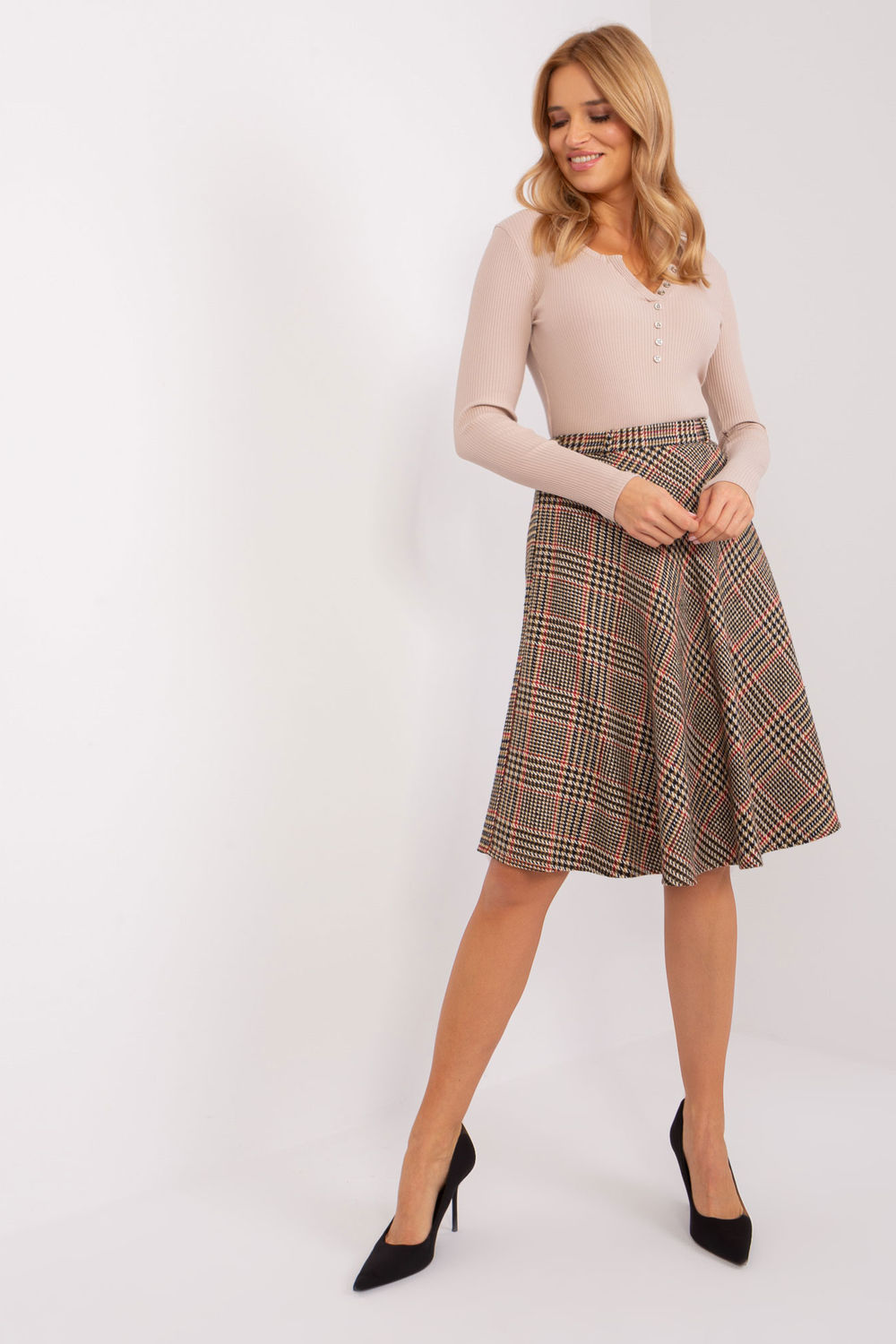  Skirt Spódnica Model LK-SD-508387.79P Camel - Lakerta  brown