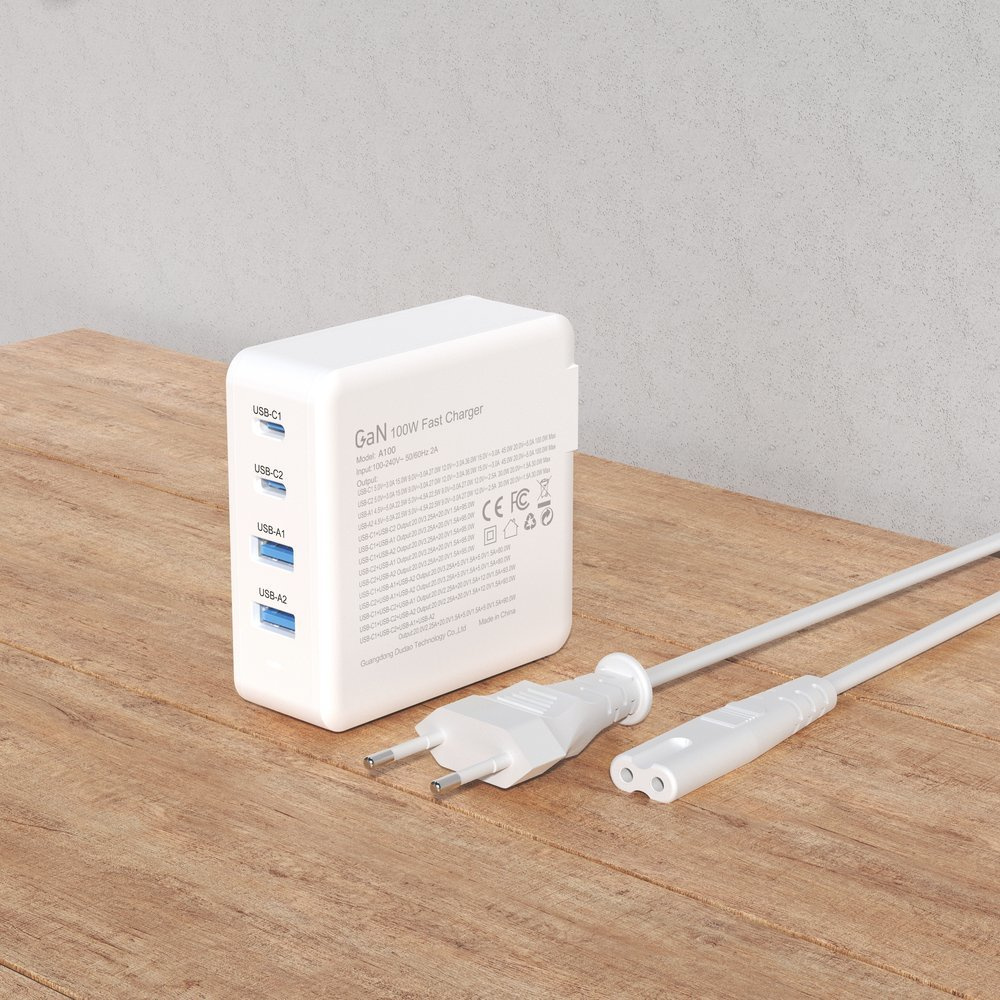 Dudao A100EU GaN 100W 2xUSB-C / 2xUSB-A wall charger white