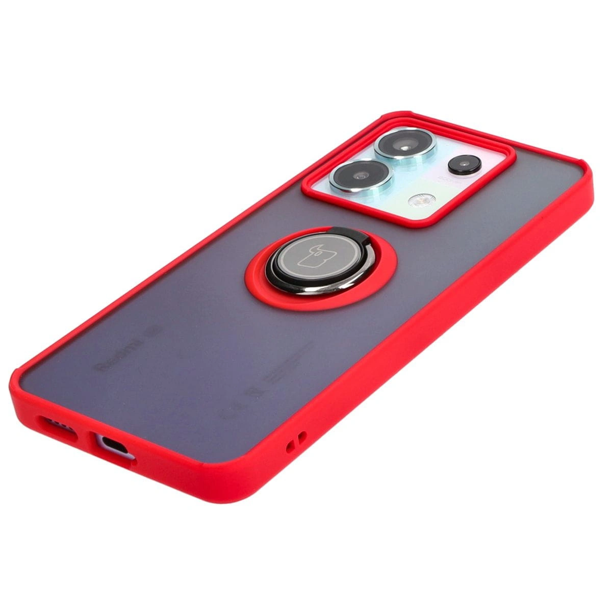 Bizon Case Hybrid Ring Xiaomi Poco X6 / Xiaomi Redmi Note 13 Pro 5G smoky with a red frame