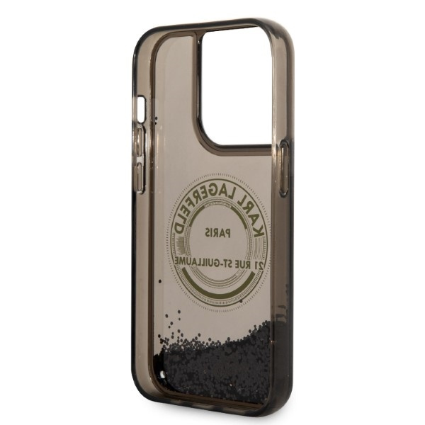 Karl Lagerfeld KLHCP14LLCRSGRK Apple iPhone 14 Pro black hardcase Liquid Glitter RSG