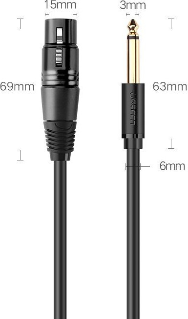 UGREEN AV131 audio cable Microphone cable to Mic XLR (female) - 6.35 mm jack (male) 5m