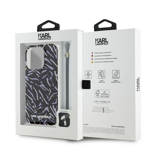 Case Karl Lagerfeld KLHCP15XHZBPKCCU Apple iPhone 15 Pro Max Zebra With Cord purple/purple