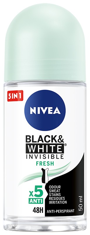 Nivea Antyperspirant Black&White Invisible Fresh roll-on damski  50ml