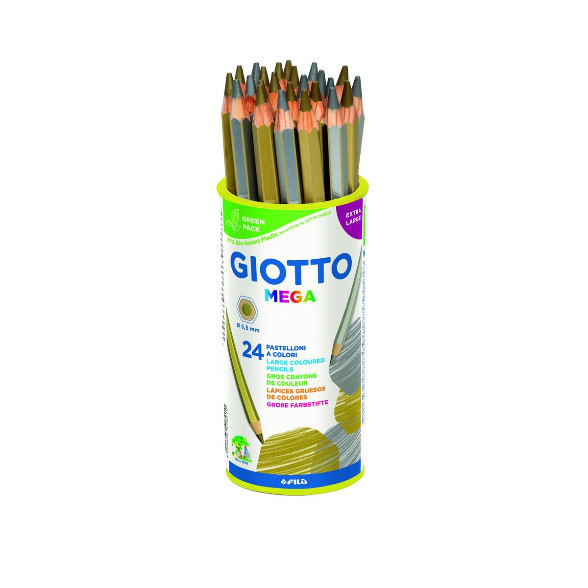 Colouring pencils GIOTTO Mega Silver Golden 24 Pieces