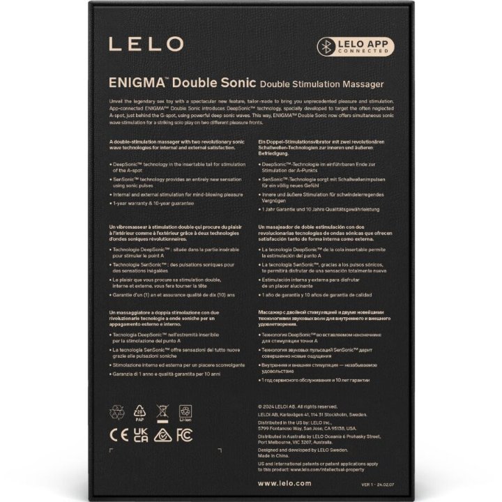 LELO - ENIGMA DOUBLE SONIC VIBRATOR POINT G BLACK