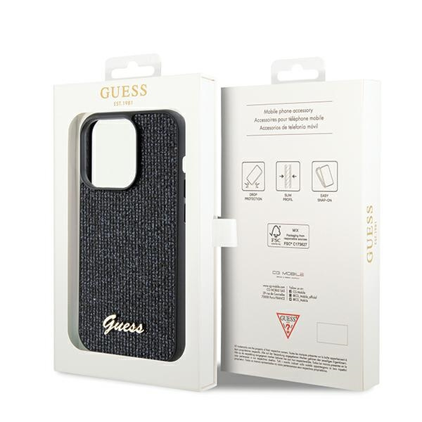 Guess GUHCP14LPMSDGSK Apple iPhone 14 Pro hardcase Disco Metal Script black