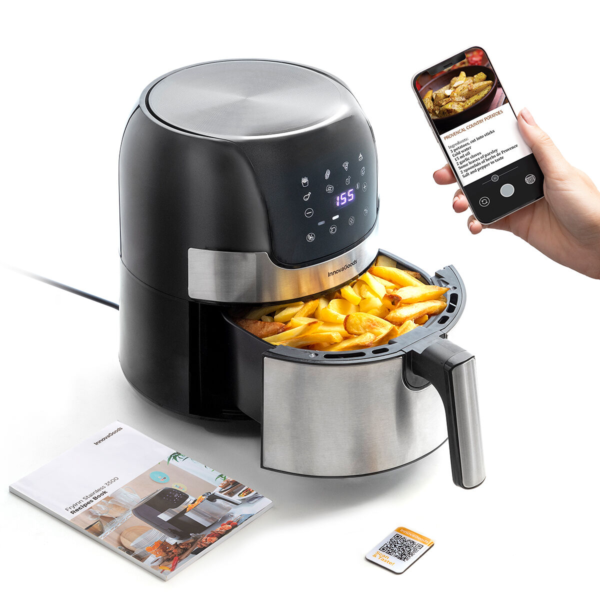No-Oil Fryer InnovaGoods Fryinn 3500 Black Stainless steel 1400 W 3,5 L No-Oil Fryer InnovaGoods Fryinn 3500 Black Stainless steel 1400 W 3,5 L