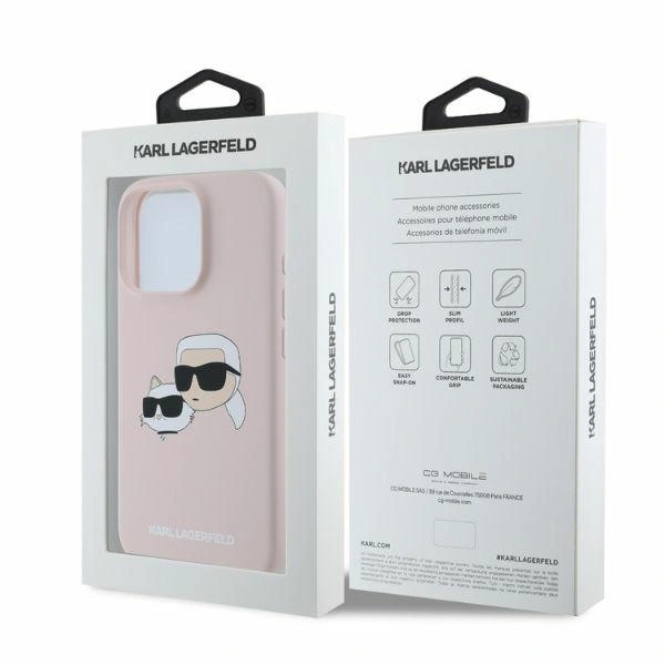 Etui Karl Lagerfeld KLHMP16XSKCHPPLP Apple iPhone 16 Pro Max hardcase Silicone Double Heads Print MagSafe różowy