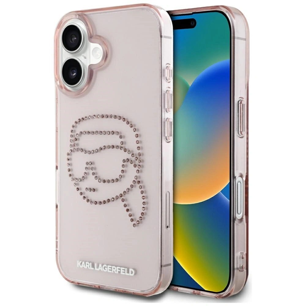Karl Lagerfeld IML Rhinestones Karl Head Apple iPhone 16 pink