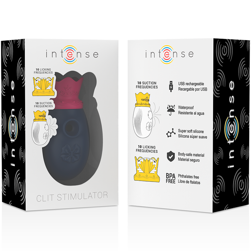 INTENSE CLIT STIMULATOR 10 LICKING AND SUCTION FREQUENCIES - BLUE