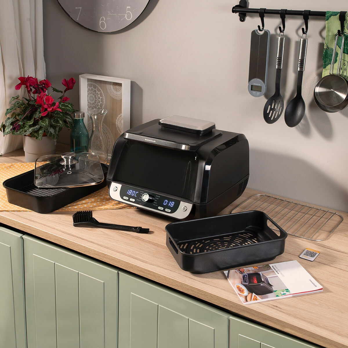 Oil-free Fryer with Grill, Accessories and Recipe Book InnovaGoods Air Fryer Fryinn 12-in-1 6000 Black Steel 6 L 3400 W Oil-free Fryer with Grill, Accessories and Recipe Book InnovaGoods Air Fryer Fryinn 12-in-1 6000 Black Steel 6 L 3400 W