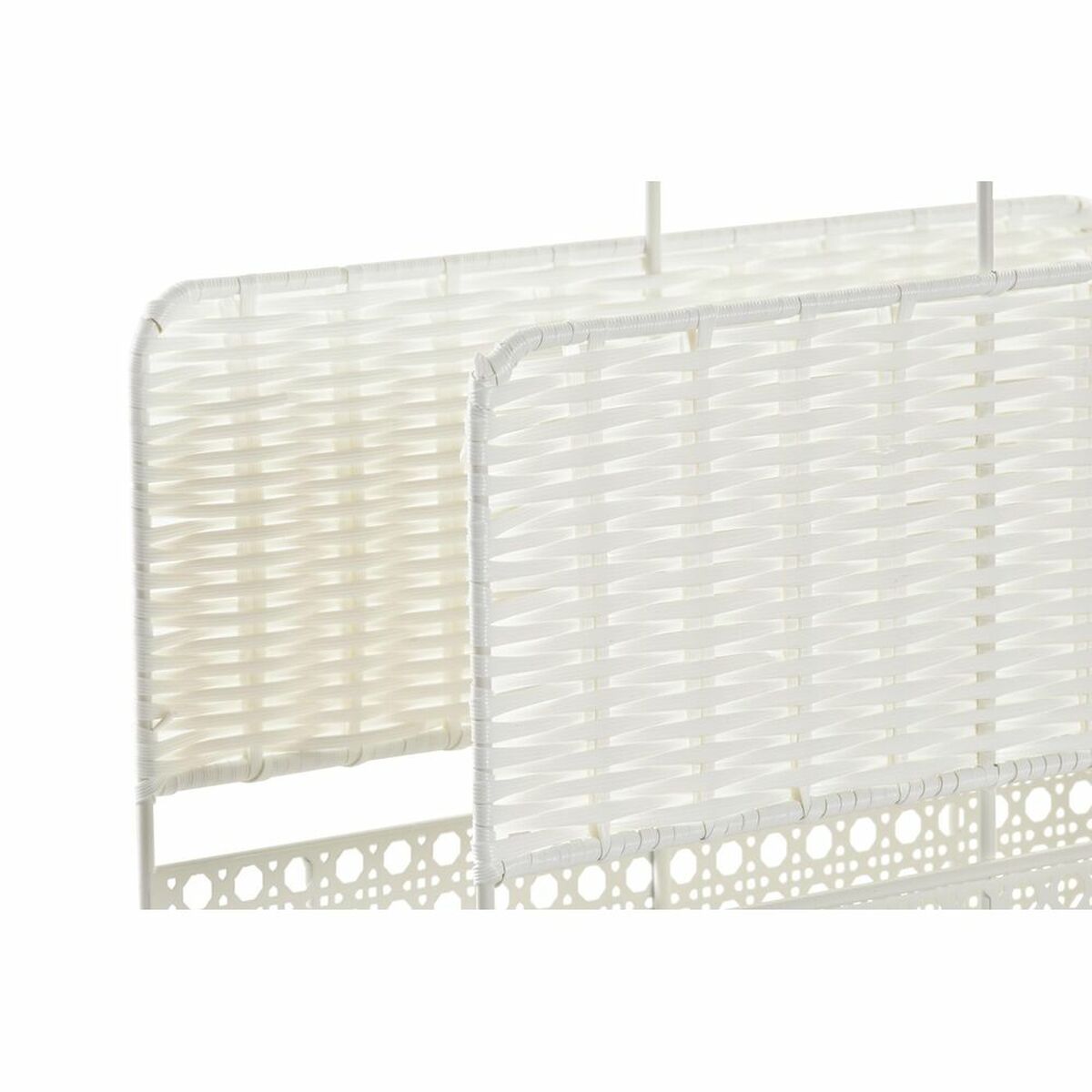 Magazine rack DKD Home Decor Natural Metal White wicker (36,5 x 15 x 41 cm)