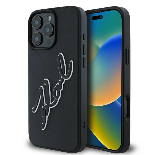 Karl Lagerfeld KLHCP16L3DRKSDLK Apple iPhone 16 Pro hardcase 3D Rubber Bicolor Signature black