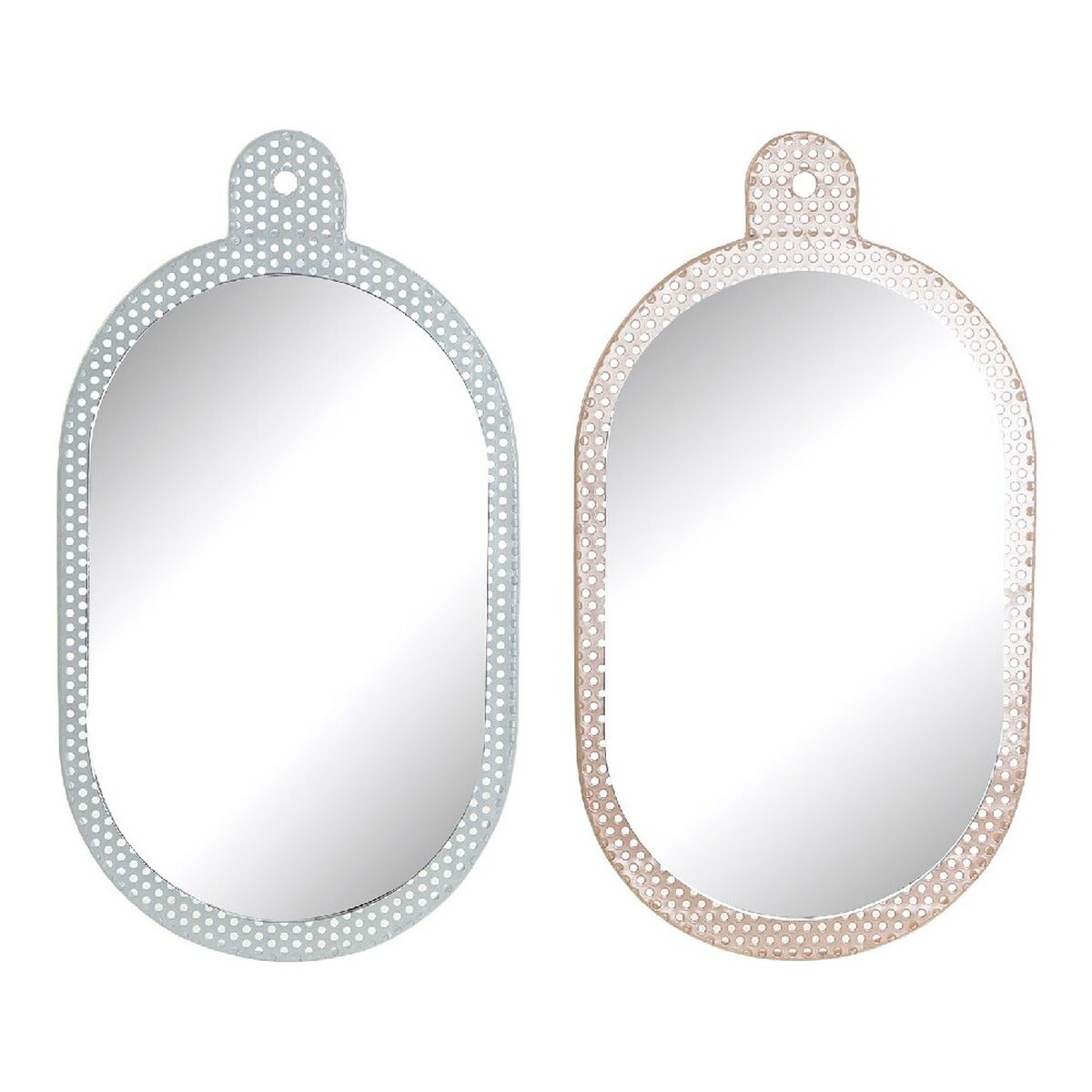 Wall mirror DKD Home Decor 22 x 1,5 x 40 cm Crystal Pink Metal White (2 Units)