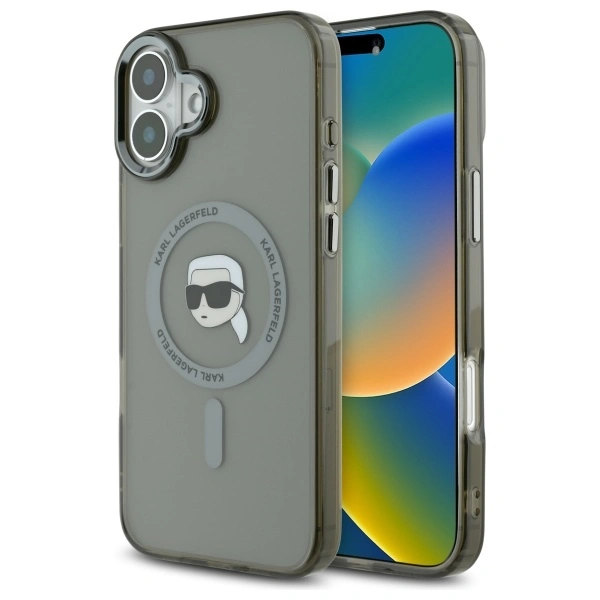 Karl Lagerfeld KLHMP16MHLSKIK Apple iPhone 16 Plus hardcase IML Metal Karl Head MagSafe black
