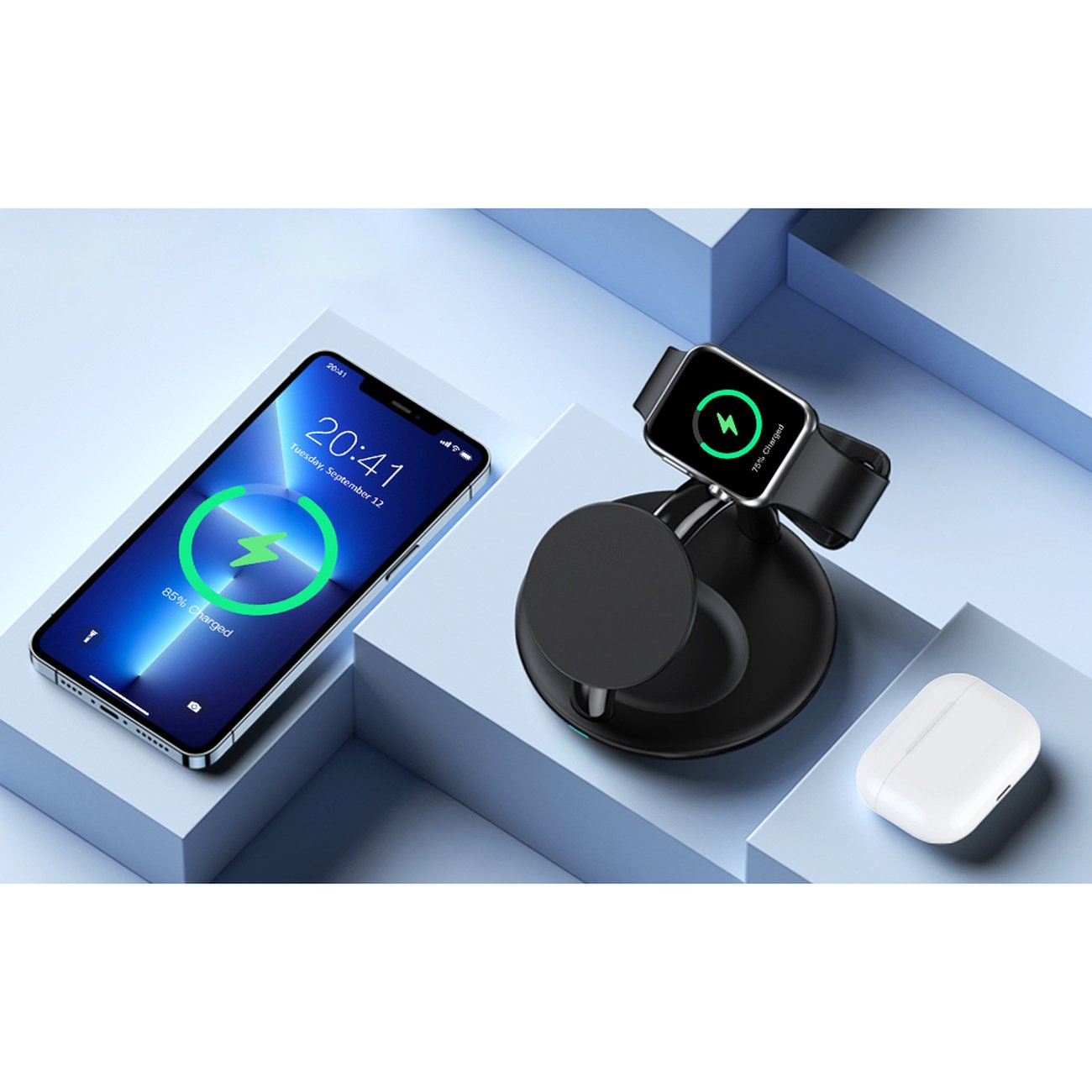 Choetech T587-F Wireless Charger 3in1 iPhone 12/13/14, AirPods Pro, Apple Watch black