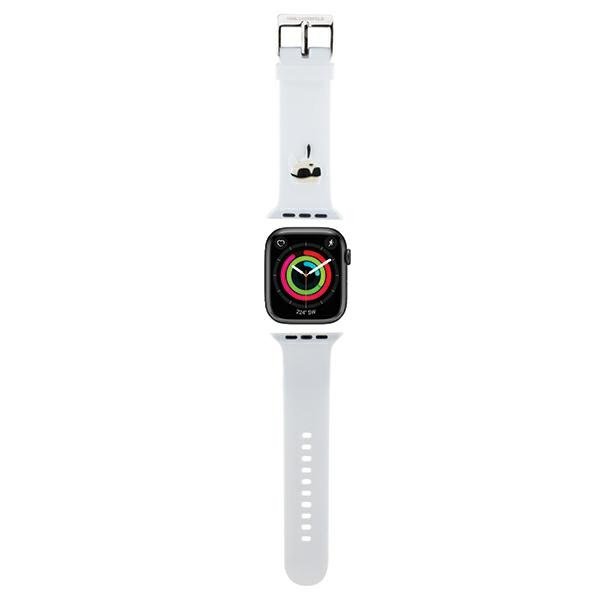 Karl Lagerfeld KLAWMSLKNH Apple Watch 4/5/6/7/SE/8/9 40/41mm strap 3D Rubber Karl Head white