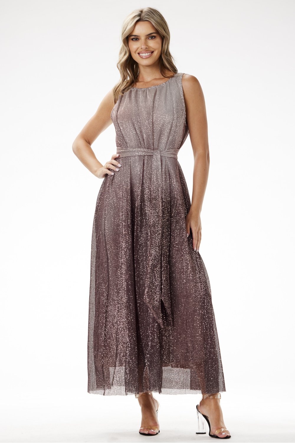  Evening dress model 204240 awama  brown