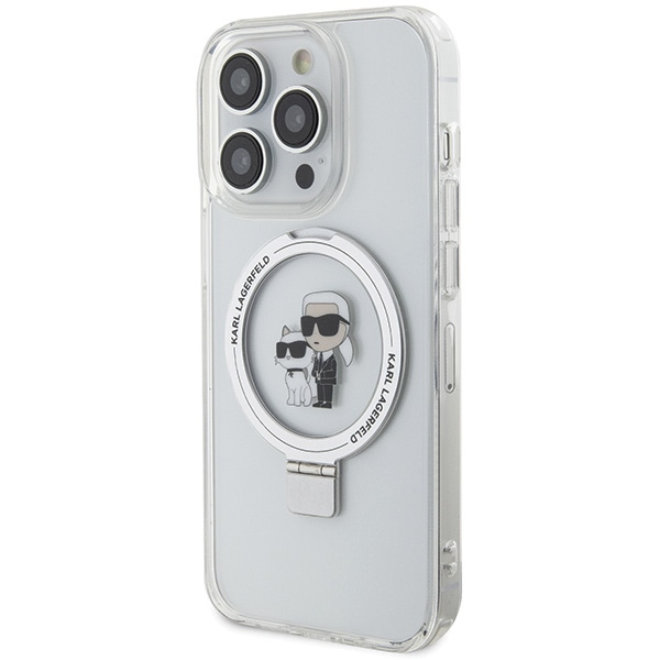 Karl Lagerfeld KLHMP14LHMRSKCH Apple iPhone 14 Pro hardcase Ring Stand Karl&Choupettte MagSafe white