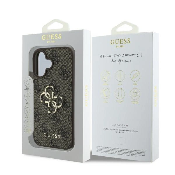Case Guess GUHCP16S4GMGBR Apple iPhone 16 hardcase 4G Big Logo brown