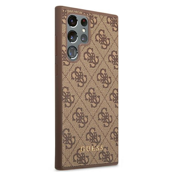 Guess GUHCS22LG4GFBR Samsung Galaxy S22 Ultra brown hard case 4G Metal Gold Logo