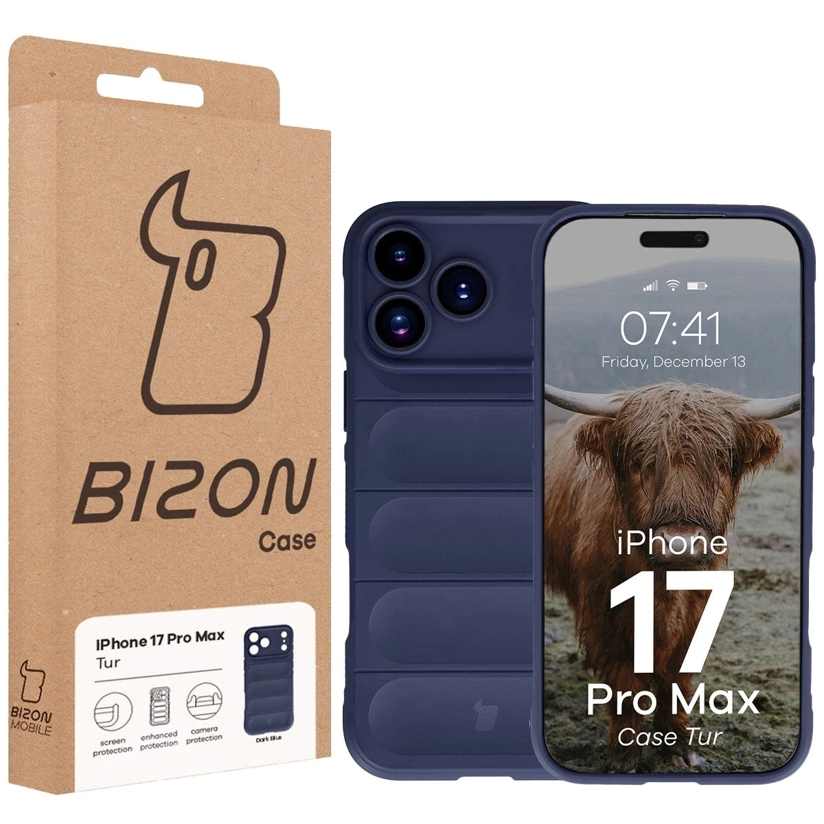 Pancerne etui Bizon Case Tur do Apple iPhone 17 Pro Max granatowe