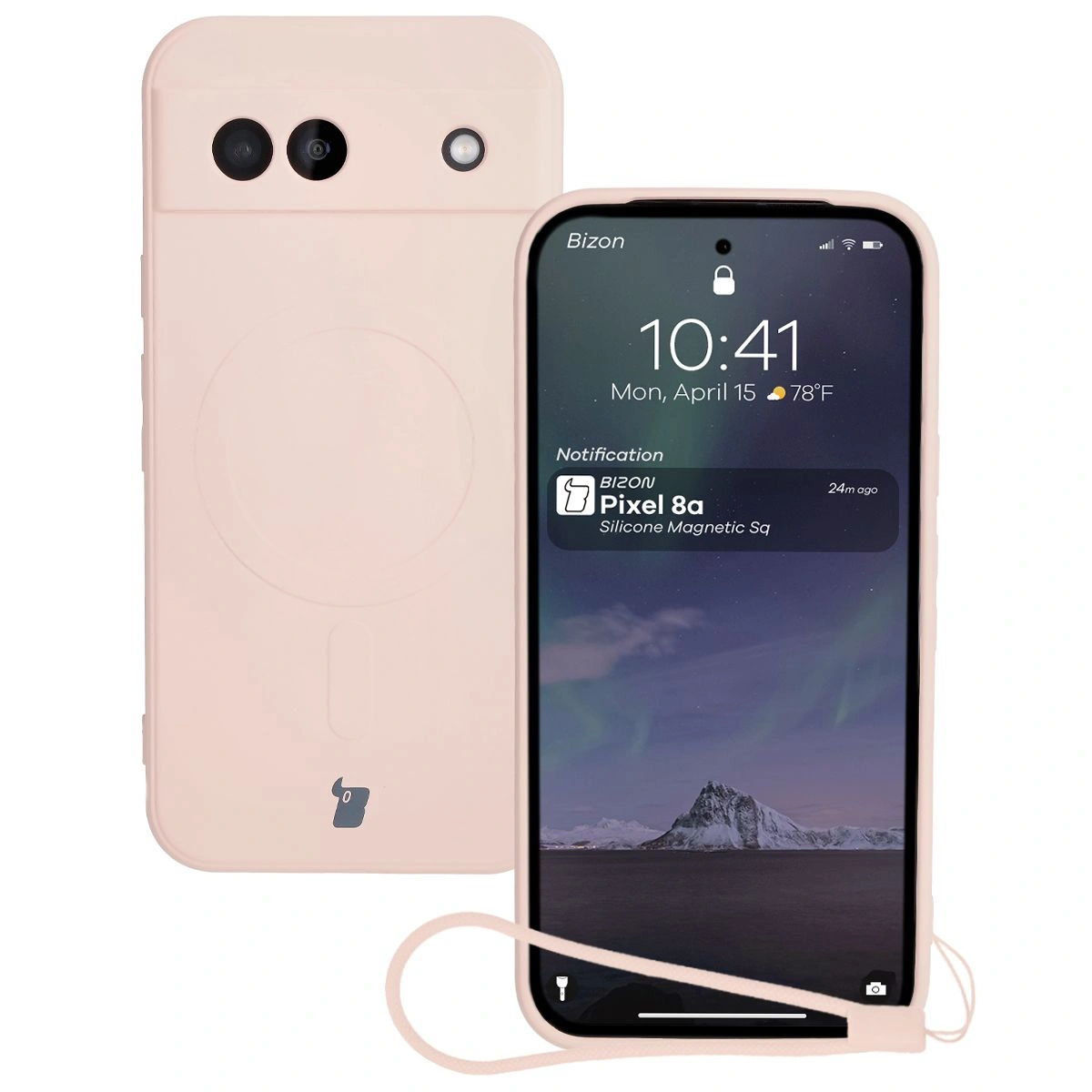 Bizon Case Silicone Magnetic Sq Google Pixel 8a light pink