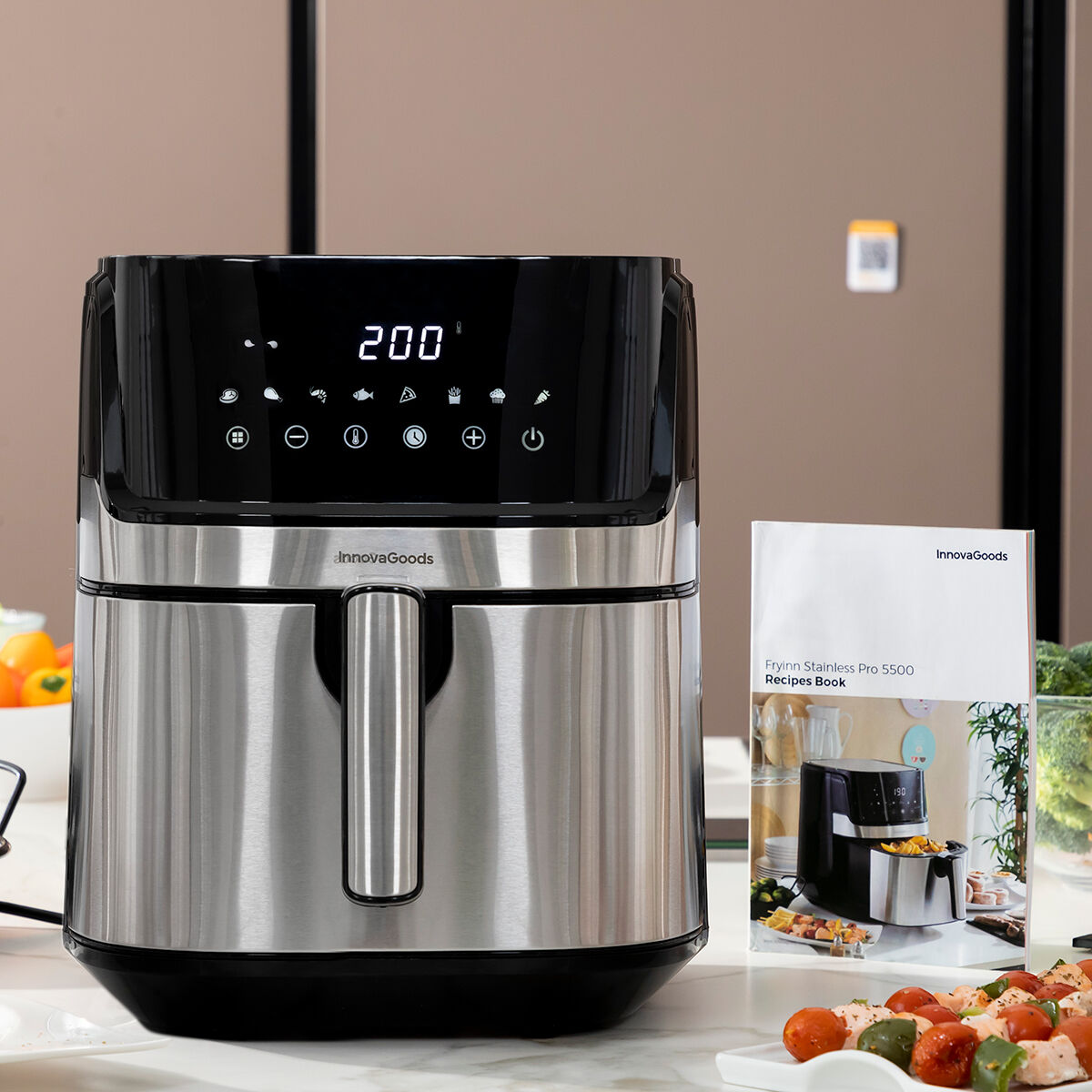 No-Oil Fryer InnovaGoods Fryinn Pro 5500 Black Stainless steel 1700 W 5,5 L No-Oil Fryer InnovaGoods Fryinn Pro 5500 Black Stainless steel 1700 W 5,5 L