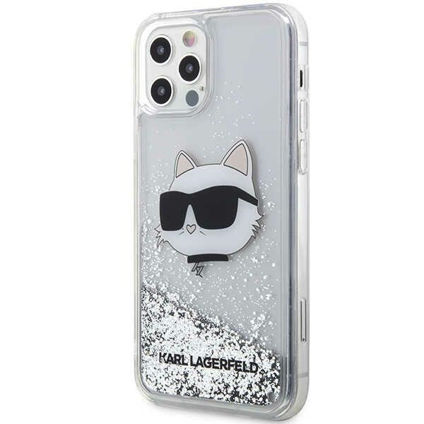 Karl Lagerfeld KLHCP12MLNCHCS Apple iPhone 12/12 Pro silver hardcase Glitter Choupette Head
