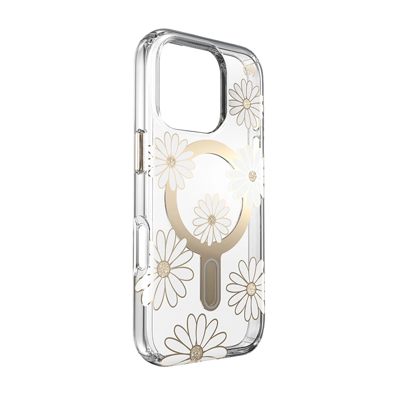 Speck Presidio Lux ClickLock & MagSafe Apple iPhone 16 Pro (Sunshine Daisies / Clear / Gold)