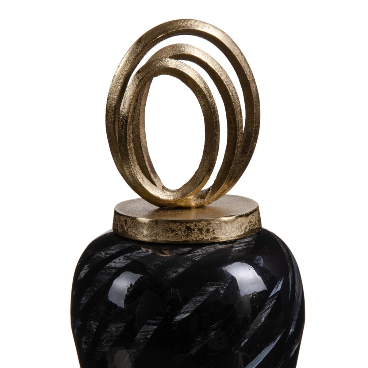 Vase 18 x 18 x 58 cm Crystal Black Golden Metal