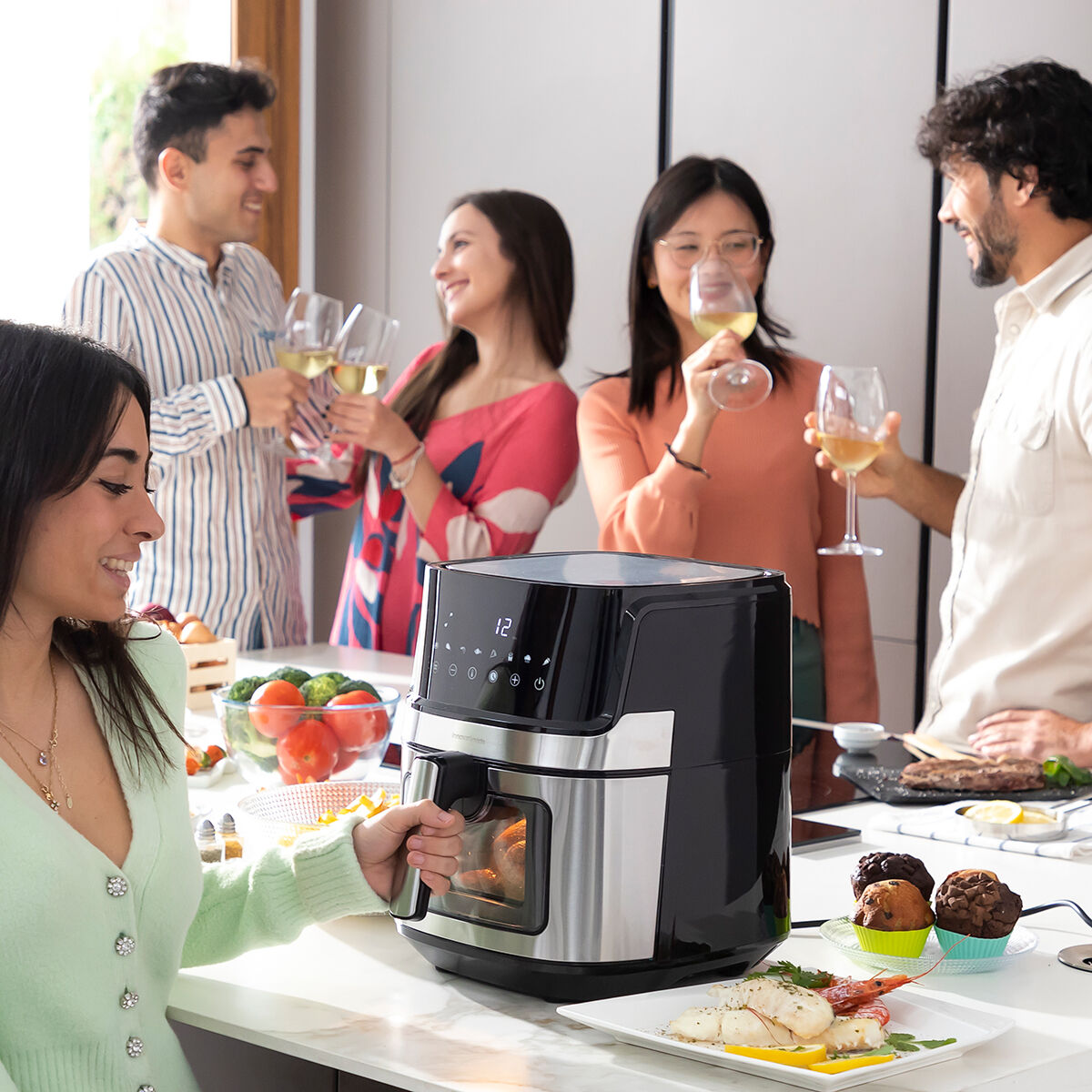 No-Oil Fryer InnovaGoods Fryinn View 6500 Black Stainless steel 1700 W 6,5 L No-Oil Fryer InnovaGoods Fryinn View 6500 Black Stainless steel 1700 W 6,5 L