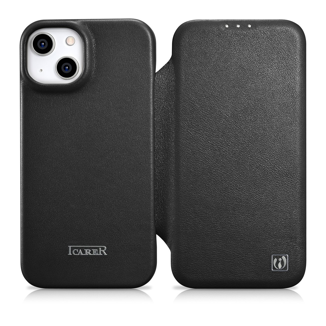 iCarer CE Premium Leather Folio MagSafe Apple iPhone 14 black