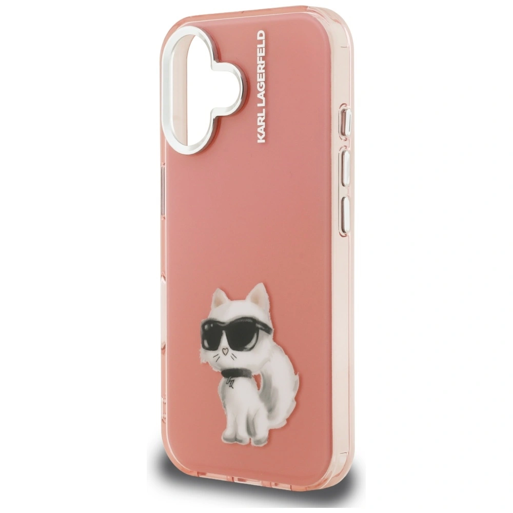 Etui Karl Lagerfeld IML Aquarelle Choupette & Logo do Apple iPhone 16 różowy