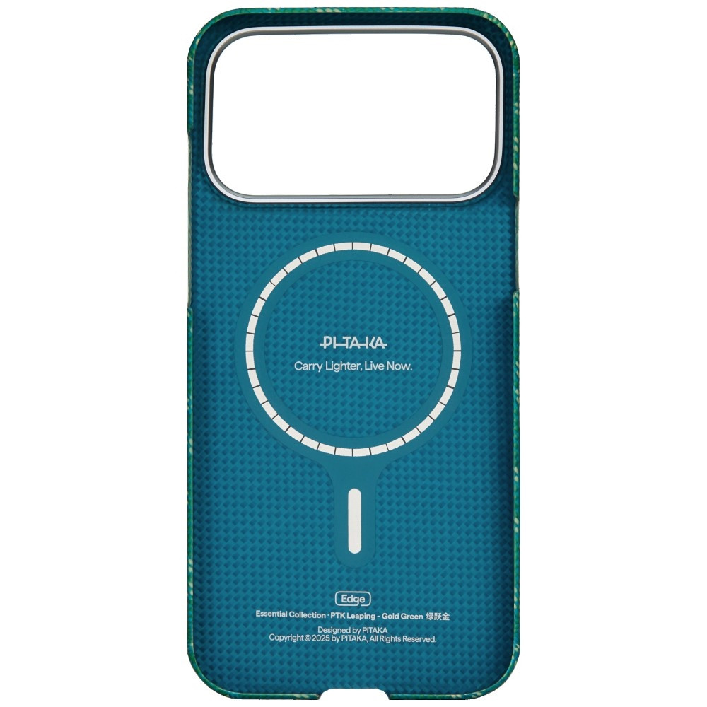 Etui PITAKA Ultra-Slim Monogram MagSafe do Apple iPhone 17 Pro złoto zielony
