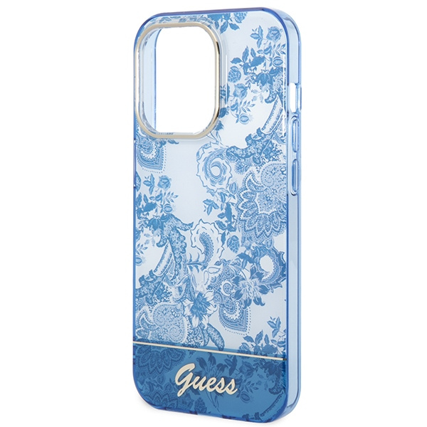 Guess GUHCP14LHGPLHB Apple iPhone 14 Pro blue hardcase Porcelain Collection