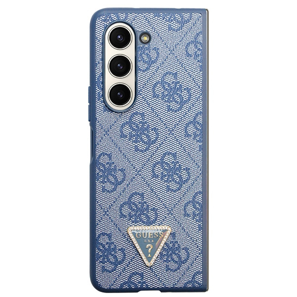 Guess GUHCZFD5P4TDPB Samsung Galaxy Z Fold 5 hardcase Leather 4G Triangle Strass blue